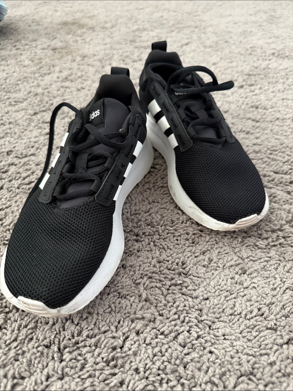 adidas Kids Black and White Mesh Lace-Up Sneakers